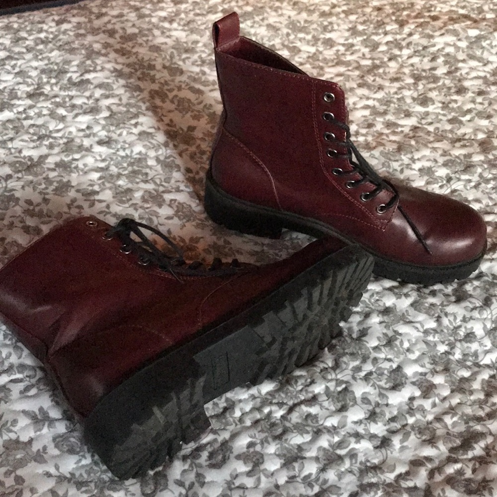 maroon combat boots